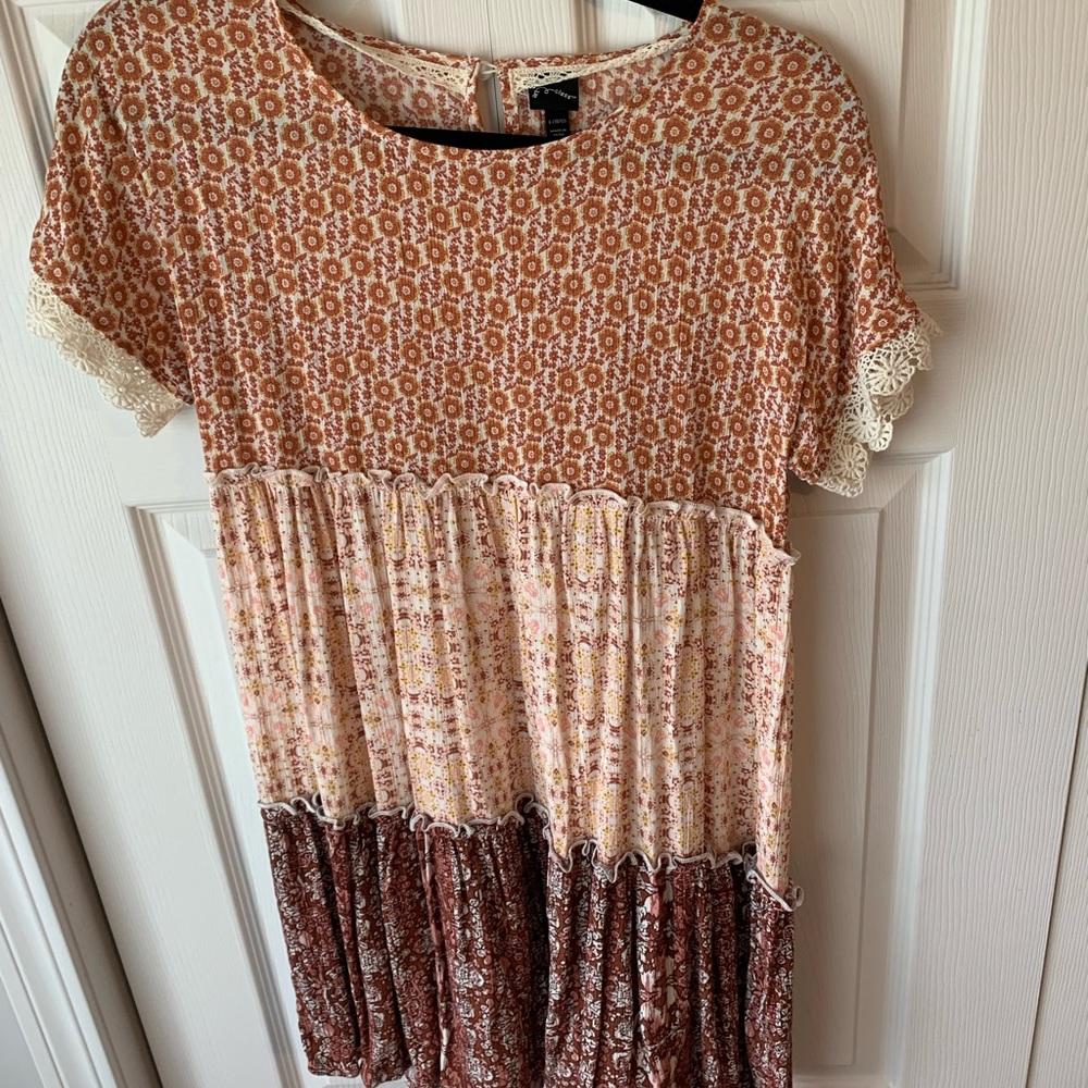 Orange and Brown flowy dress